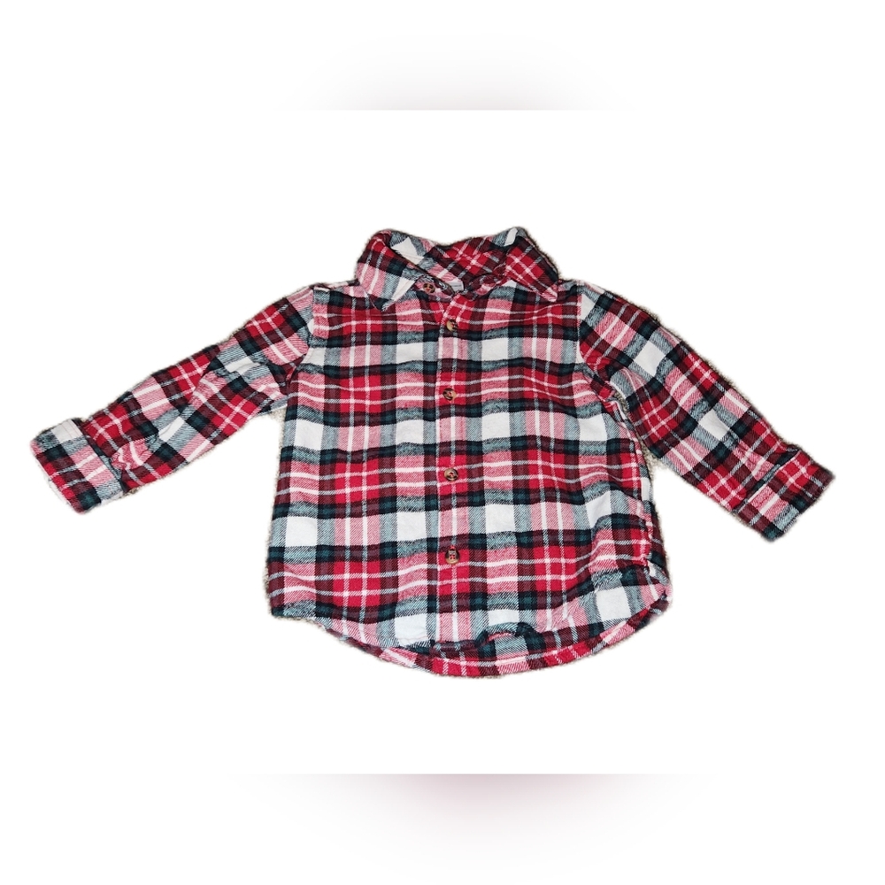 💓3/$15 Carter's Just One You 12 Months Long Sleeve Flannel Button Up Shirt